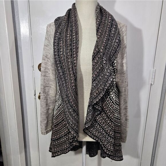 Sioni Studio Open Cardigan Neutral Colors Longer In Back Sz Small - Picture 2 of 11